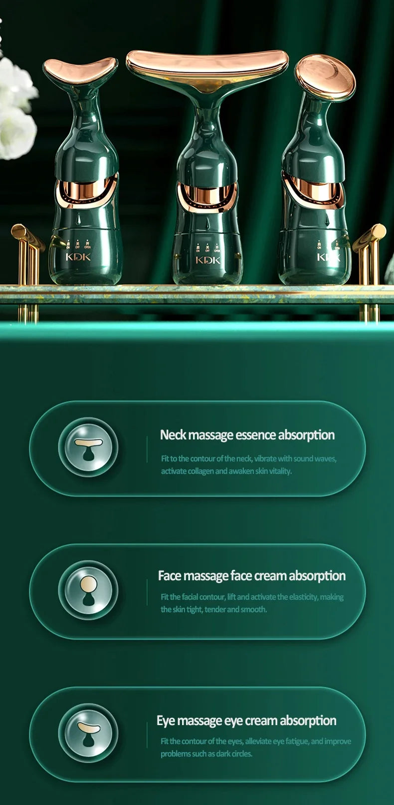 Massageador Facial e de Pescoço 3 em 1
